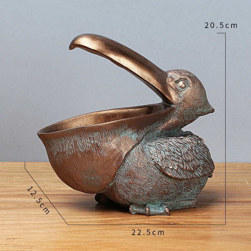Brown Pelican Resin Decor Bowl ??Unique Key, Candy, and Storage Organizer for Home Decoration