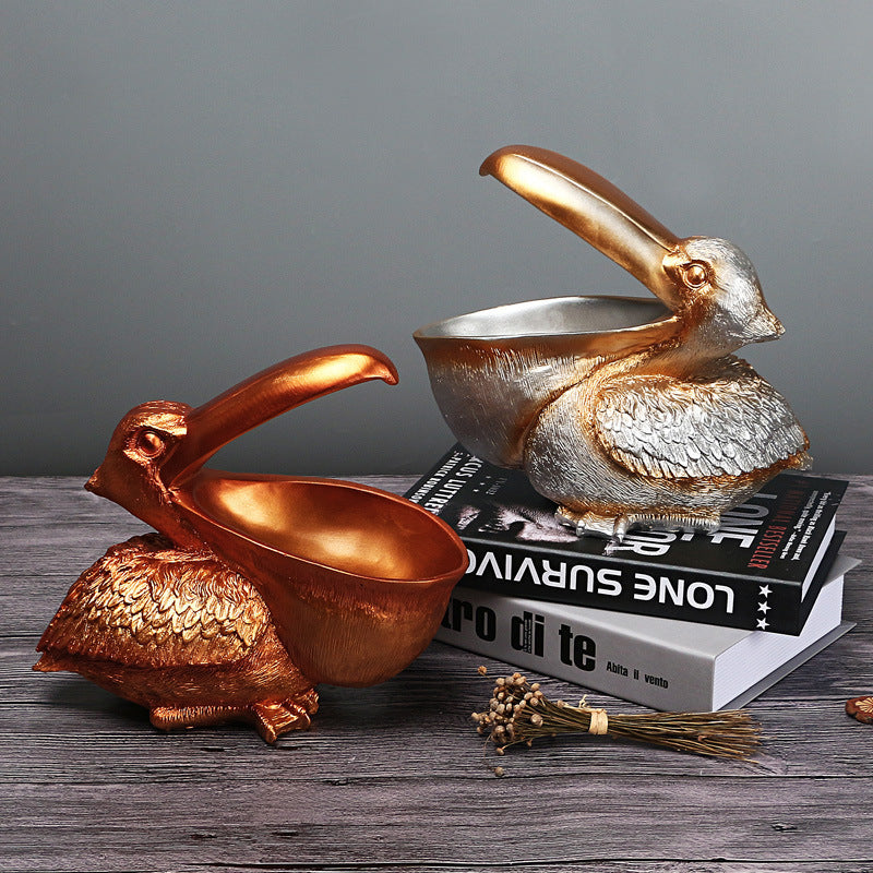 Brown Pelican Resin Decor Bowl ??Unique Key, Candy, and Storage Organizer for Home Decoration