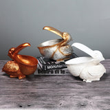 White Pelican Resin Decor Bowl - Unique Key, Candy, and Storage Organizer for Home Decoration - Side View