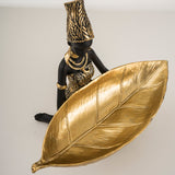Elegant African Woman Resin Tray - Unique Home Decor and Storage Organizer - Side View