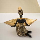 Elegant African Woman Resin Tray - Unique Home Decor and Storage Organizer - 45-Degree Angle
