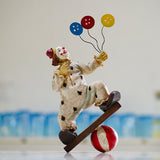 Vintage Circus Clown Figurines - Retro Balloon and Bicycle Ornaments - Front View