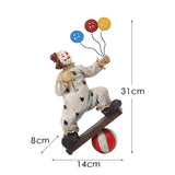 Vintage Circus Clown Figurines - Retro Balloon and Bicycle Ornaments - Front View