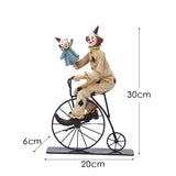 Vintage Circus Clown Figurines - Retro Balloon and Bicycle Ornaments - Front View