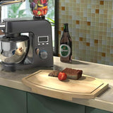 Corner Bamboo Cutting Board with Juice Groove ??Space-Saving Kitchen Countertop Board
