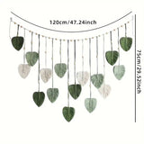 Hand -woven leaf tapestry green 120x75cm