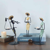 Red Dress Modern Iron Art Candle Holder - Stylish Decorative Candle Stand for Living Room, Dining Room, and Study - Front View