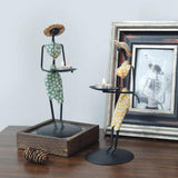 Red Dress Modern Iron Art Candle Holder - Stylish Decorative Candle Stand for Living Room, Dining Room, and Study - Side View