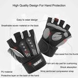XL Red Fingerless Workout Gloves with Wrist Support - Non-Slip, Breathable Gym Gloves for Weightlifting and Cycling - Top-Down View