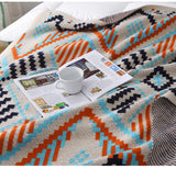 110x130cm Bohemian Woven Throw Blanket - Soft Decorative Sofa Cover with Tassels for Living Room and Bedroom - Rear View
