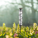 Decorative Garden Rain Gauge – Glass Rain Meter with Metal Stake and Bird Design - Side View