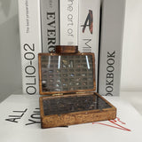 Brown Vintage Wooden Display Box ??Glass Lid Organizer for Rocks, Jewelry, and Collectibles