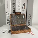 Brown Vintage Wooden Display Box – Glass Lid Organizer for Rocks, Jewelry, and Collectibles