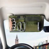 Black Car Sun Visor Organizer - Tactical Molle Storage Panel with Multi-Pocket Design - Front View