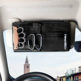 Black Car Sun Visor Organizer - Tactical Molle Storage Panel with Multi-Pocket Design - Rear View
