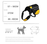 Yellow Reflective Dog Saddle Harness with Storage Bags - Adjustable Pet Backpack for Outdoor Adventures - 45-Degree Angle