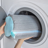Grey-blue Shoe Laundry Bags - Mesh Protective Washing Bags for Shoes with Zipper Design - Front View