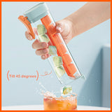 Orange Ice Cube Maker Bottle - Portable and Easy-Release Ice Cube Tray for Drinks - Top-Down View