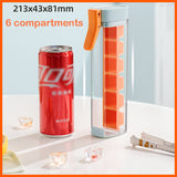 Orange Ice Cube Maker Bottle - Portable and Easy-Release Ice Cube Tray for Drinks - Close-Up Angle