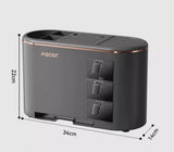 Black All-in-One Kitchen Knife and Utensil Holder - Multi-Functional Organizer with Storage Drawers - Rear View