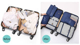 Black Travel Packing Cube Set - 7-Piece Luggage Organizer for Clothes, Toiletries, and Accessories - Top-Down View