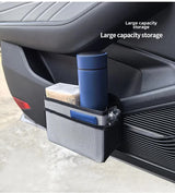 Beige Upgraded Waterproof Car Storage Bag - Multi-Position Hanging Organizer - Close-Up Angle