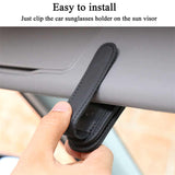 2pcs Grey Car Sun Visor Glasses Holder - Universal Sunglasses Clip for Secure Storage - 45-Degree Angle