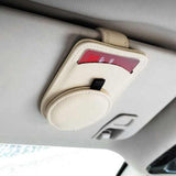 Black Multifunctional Car Sun Visor Glasses Clip with Card Holder - Compact and Convenient - Front View