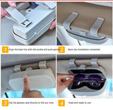 Beige Car Sun Visor Glasses Case - Protective Storage Box for Sunglasses