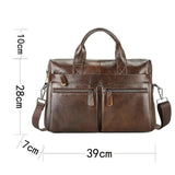 Brown Men's Genuine Leather Briefcase - Classic Business Messenger Bag - Top-Down View