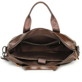 Brown Men's Genuine Leather Briefcase - Classic Business Messenger Bag - Rear View