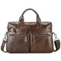 Coffee Men's Genuine Leather Briefcase - Classic Business Messenger Bag