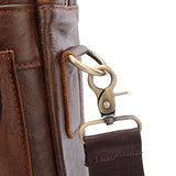 Black Men's Genuine Leather Shoulder Bag - Vintage Business Briefcase - Front View