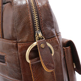 Black Men's Genuine Leather Shoulder Bag - Vintage Business Briefcase - Top-Down View
