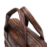 Black Men's Genuine Leather Shoulder Bag - Vintage Business Briefcase - 45-Degree Angle