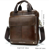 Black Men's Genuine Leather Shoulder Bag - Vintage Business Briefcase - Low Angle