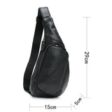 Black Men's Leather Sling Backpack - Casual Crossbody Chest Bag - Front View