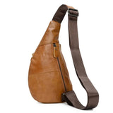 Black Men's Leather Sling Backpack - Casual Crossbody Chest Bag - Rear View