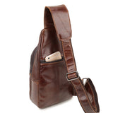 Black Men's Leather Sling Backpack - Casual Crossbody Chest Bag - Side View