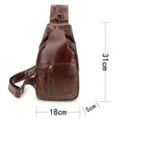Black Men's Leather Sling Backpack - Casual Crossbody Chest Bag - 45-Degree Angle
