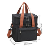 Black Waterproof Insulated Lunch Bag - Leakproof Thermal Cooler for Food and Drinks