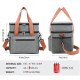 Black Waterproof Insulated Lunch Bag - Leakproof Thermal Cooler for Food and Drinks - Front View