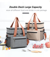Black Waterproof Insulated Lunch Bag - Leakproof Thermal Cooler for Food and Drinks