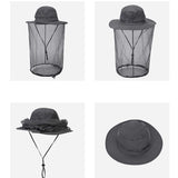 Yellow Outdoor Mosquito Net Hat - Sun Protection and Insect Repellent Bucket Hat - Side View