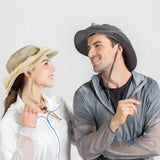 Yellow Outdoor Mosquito Net Hat - Sun Protection and Insect Repellent Bucket Hat - Top-Down View