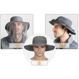 Yellow Outdoor Mosquito Net Hat - Sun Protection and Insect Repellent Bucket Hat - Rear View