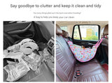 White Car Back Seat Organizer Hammock - Portable Storage Solution - Top-Down View
