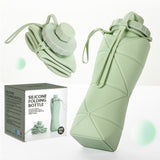 Pink 600ml Silicone Folding Water Bottle - Eco-Friendly Collapsible Travel Bottle600ml Silicone Folding Water Bottle - Eco-Friendly Collapsible Travel Bottle - Front View