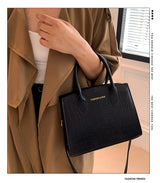 Red Elegant Faux Crocodile Leather Handbag - Stylish Tote Bag with Adjustable Strap - Front View