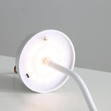 Smooth White Lamp Cap Elegant Curved Stem Mushroom Desk Lamp - Adjustable LED Table Light - 45-Degree Angle